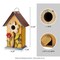 Set of 2 10.25''H Distressed Solid Wood Cottage Garden Birdhouse with 3D Flowers